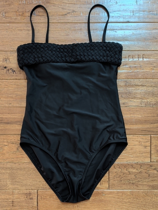 La Blanca Other - La Blanca Black Swimsuit with Braided Woven Bandeau Accent Top Convertible